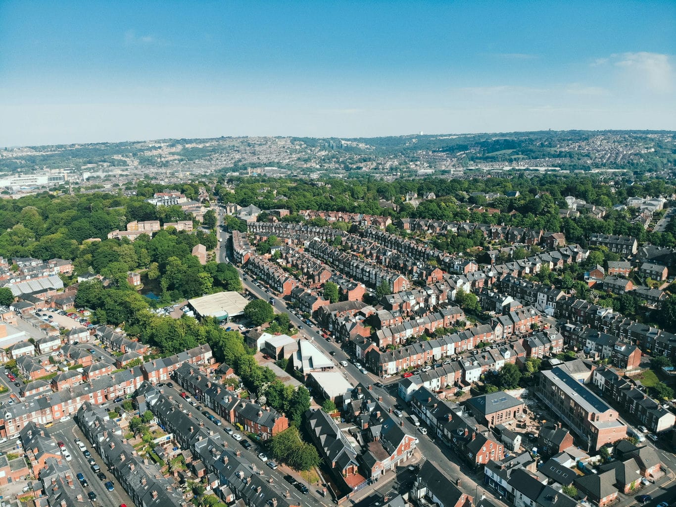 Aerial view of a British town — home swapping connects council and housing association tenants across the UK